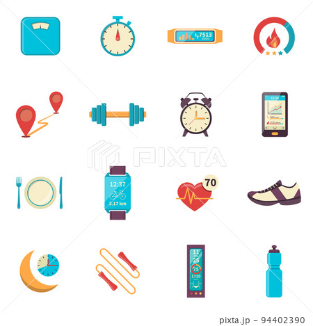 Fitness Tracker Flat Color Icons 94402390