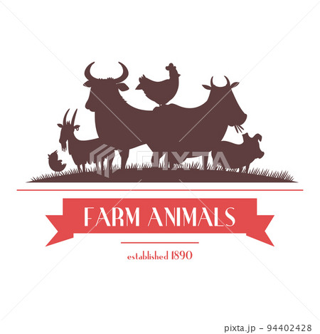 Farm Animals Label Or Signboard Design Farm Animals Label Or Signboard Design 94402428