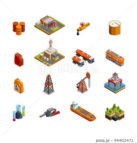 Oil Industry Isometric Icons Set 94402471