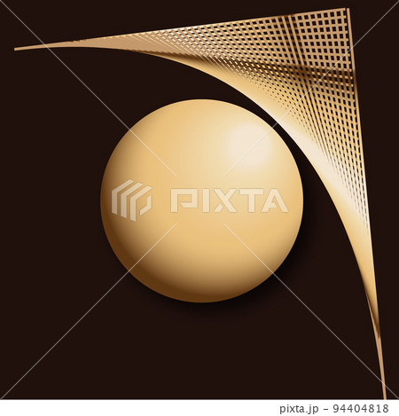 Golden ball with 3d efect. Gradient geometrix object. Beautifull bright colors	 94404818