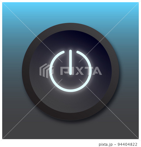 Neon power button. Basic object for further use in various areas of advertising. 94404822