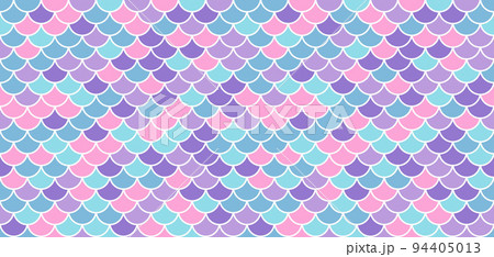 Mermaid scale background. Hologram unicorn iridescent pattern. Fish tail wallpaper. Vector neon print. 94405013