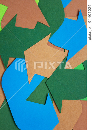 Heap of paper colorful arrows as abstract background texture 94405026