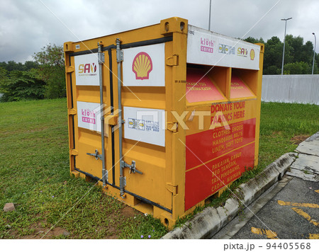 MELAKA, MALAYSIA -JULY 7, 2022: Donation box for public use. People will put items they want to donate into this box. Volunteers will pick up these items on a scheduled basis 94405568