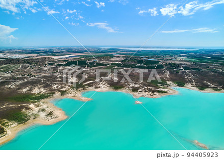 Drone point of view Embalse de La Pedrera lake Drone point of view Embalse de La Pedrera lake 94405923