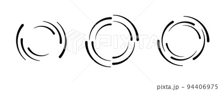 Circle speed lines for emblem, design and comic book. Abstract round geometric shape. Manga graphic speed striped texture. Circular motion lines. Vector illustration isolated on white background 94406975