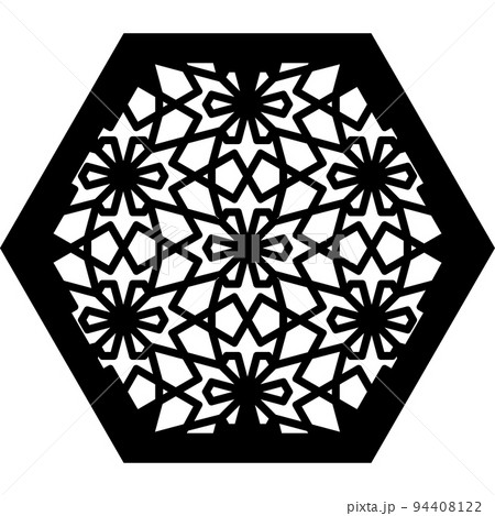 Hexagonal Decorative Coaster Design. Laser Cut Coaster. Laser Cutting Panel. Pattern Design 94408122