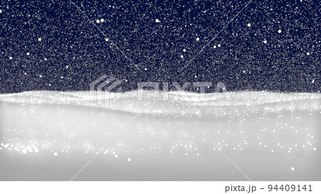 Snowy landscape on dark transparent background. Illustration of winter decoration. Snow background. 3D rendering 94409141