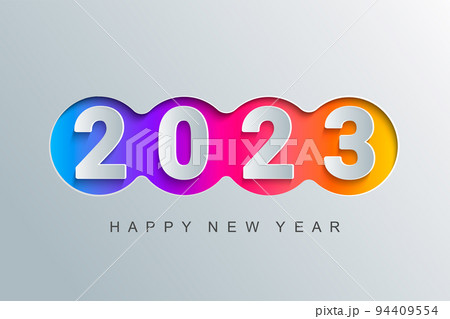 2023 new year greeting card in paper cut style. 2023 new year greeting card in paper cut style. 94409554