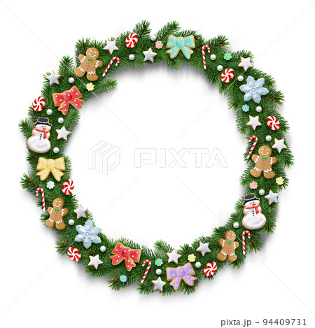 クリスマスリース イラスト リアル おかし 94409731
