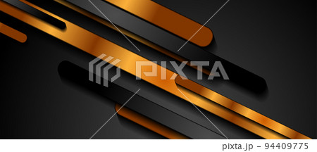 Black and golden smooth stripes abstract corporate background 94409775
