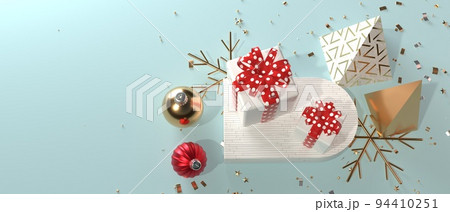 Christmas gift boxes with snowflakes and...のイラスト素材 [94410251] - PIXTA