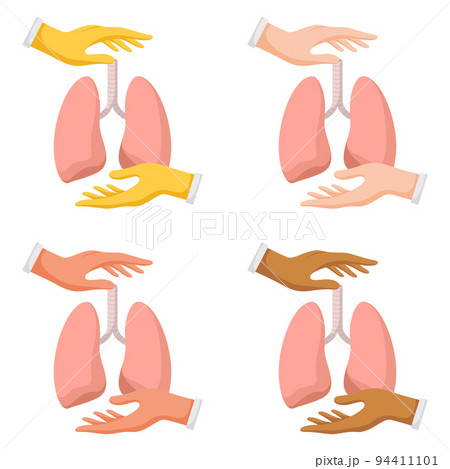 Set of hands gestures with lung 94411101