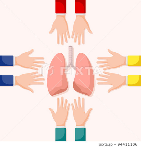 Set of hands gestures with lung 94411106