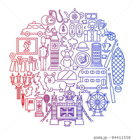 United Kingdom Line Icon Circle Design 94411556