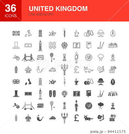 United Kingdom Line Web Glyph Icons 94411575