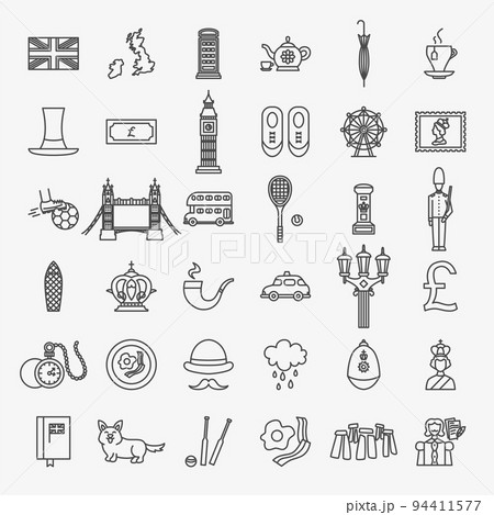 Great Britain England Line Icons Set 94411577