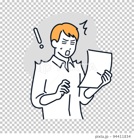 高額の請求書を見てショックを受ける男性のベクターイラスト素材 94411834