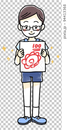 テストで満点を取った男の子 94413368