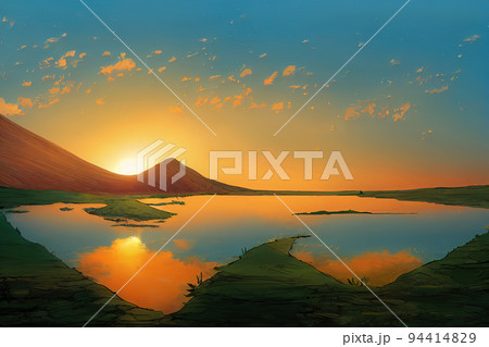 Taleqan, Iran - August 4th 2021 Sunset over theのイラスト素材 [94414829] - PIXTA