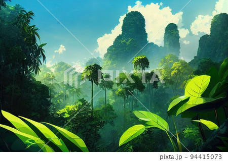 Deep tropical jungles of Southeast Asia in august, anime 94415073