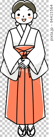 立ち姿の笑顔の巫女さん 立ち姿の笑顔の巫女さん 94415564