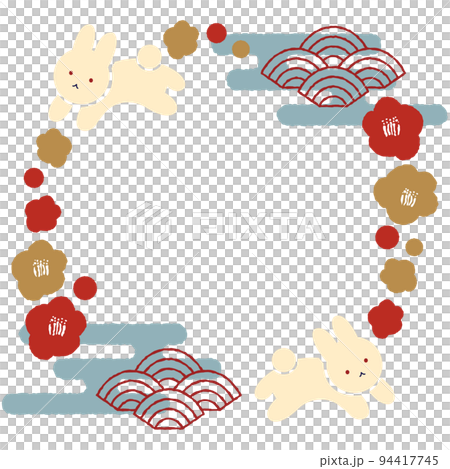 うさぎと梅のフレームイラスト うさぎと梅のフレームイラスト 94417745