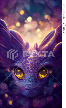 Cute fairy-tale purple dragon. Fairy dragon concept. Cute fairy-tale purple dragon. Fairy dragon concept. 94419923