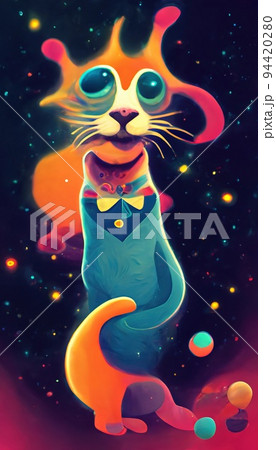 An abstract surrealistic animal. Lots of colored colors, rainbows and multicolored smoke. Colorful wonderful dream abstraction. 94420280