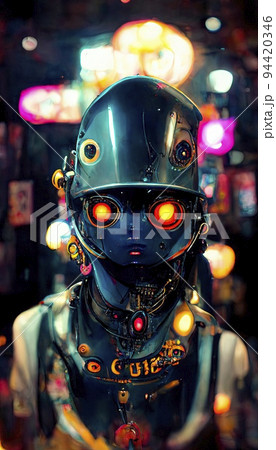 Abstract portrait of a steampunk robot-scientist. A steampunk fantasy concept. Abstract portrait of a steampunk robot-scientist. A steampunk fantasy concept. 94420346