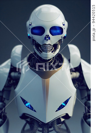 Portrait of a futuristic robot. An artistic abstract cyberpunk fantasy. Concept of a modern robot. 3d rendering Portrait of a futuristic robot. An artistic abstract cyberpunk fantasy. Concept of a modern robot. 3d rendering 94420515