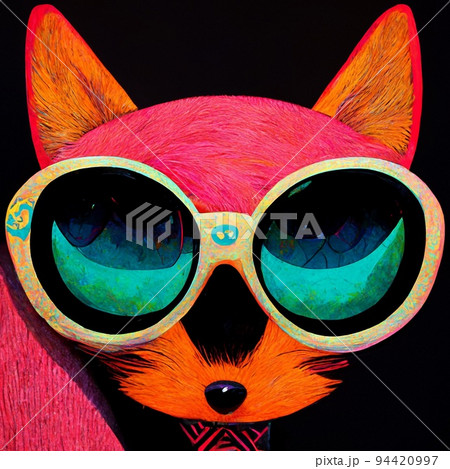 Portrait Of A Hipster Wearing Sunglasses のイラスト素材