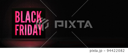 Black Friday discounts realistic wide vector banner template with copyspace 94422082