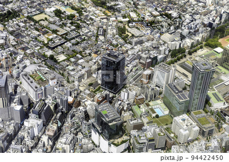 渋谷のアベマタワーズ付近を空撮 94422450