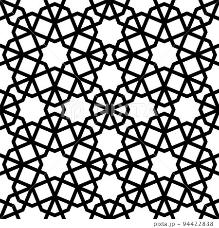 Seamless geometric ornament based on traditional islamic art. Black and white. Seamless geometric ornament based on traditional islamic art. Black and white. 94422838