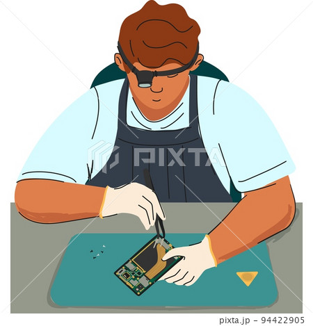 Phone repair service icon vector man solder wire Phone repair service icon vector man solder wire 94422905
