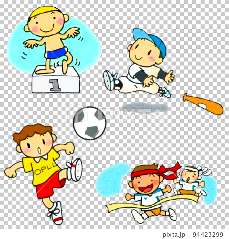 Illustration of a child playing simple and cute sports 94423299