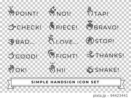 Simple hand gesture icon set (vector line width changeable) 94423441