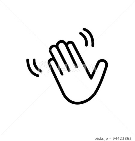 Hand wave waving hi, hello, bye or goodbye gesture line art vector icon for apps and websites Hand wave waving hi, hello, bye or goodbye gesture line art vector icon for apps and websites 94423862