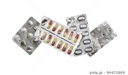 Full and empty pill blisters isolated Full and empty pill blisters isolated 94423869