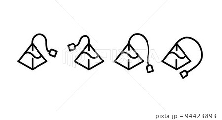 Pyramid tea bag line icon set. Triangle paper tea bag on white background. 94423893