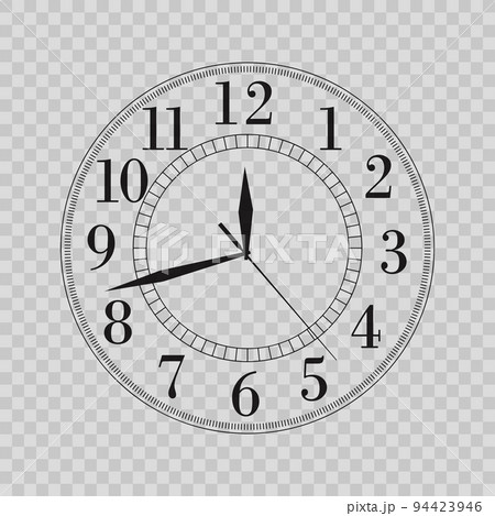 Black vintage clock with numbers isolated. Vector 94423946