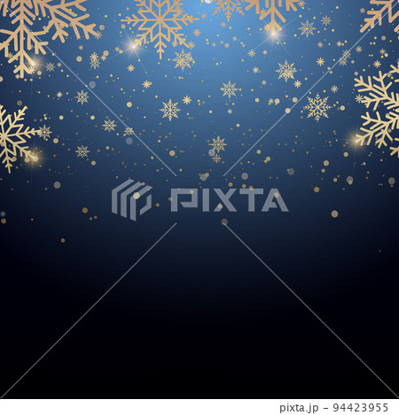 Happy New Year or Xmas background with falling golden snowflakes. Vector 94423955