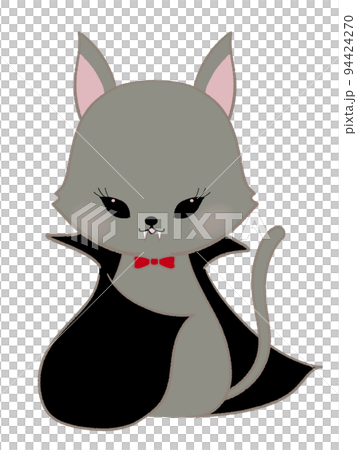 ドラキュラの仮装をしたネコのイラスト　線あり 94424270