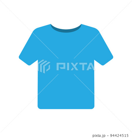 Simple and solid blue t-shirt icon front view Simple and solid blue t-shirt icon front view 94424515