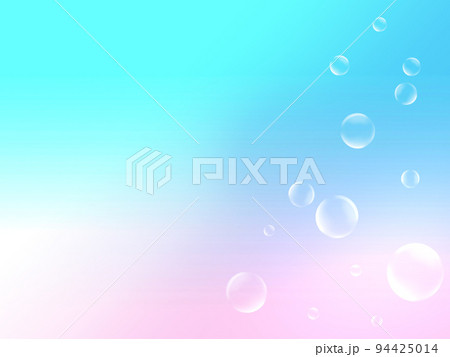 淡い虹色背景とシャボン玉 94425014