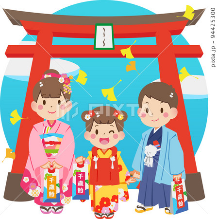 七五三のお祝い＿背景あり 94425300