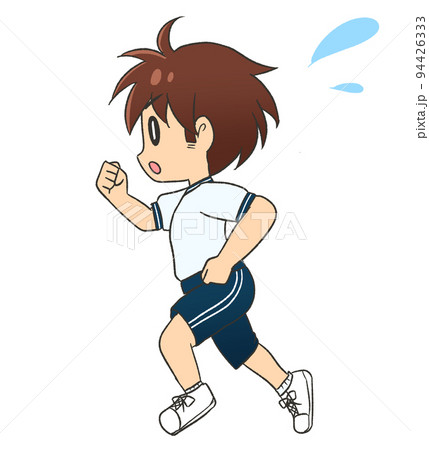 半袖半ズボンの体操服を着た走っている男の子 半袖半ズボンの体操服を着た走っている男の子 94426333