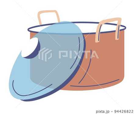 Pot with lid, cooking container kitchenware vector 94426822