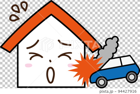 房屋事故 交通事故 汽車碰撞 衝擊裂紋 吱吱聲 擬人化 女人煩惱的臉 房屋事故 交通事故 汽車碰撞 衝擊裂紋 吱吱聲 擬人化 女人煩惱的臉 94427916